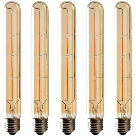 5er-Pack T225-Langröhrenlampen, Edison-LED-Filament, 6 W, E27-Sockel, warmweiß, bernsteinfarbenes Glas für dekorative Zwecke, 220 V Wechselstrom (1/4)