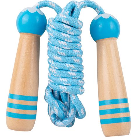 Corde à Sauter Enfant - Poignées en Bois Réglables - Corde en Coton Souple et Légère - Pour Entraînement Fitness à la Maison ou à l'École - 1 Pièce (1/5)