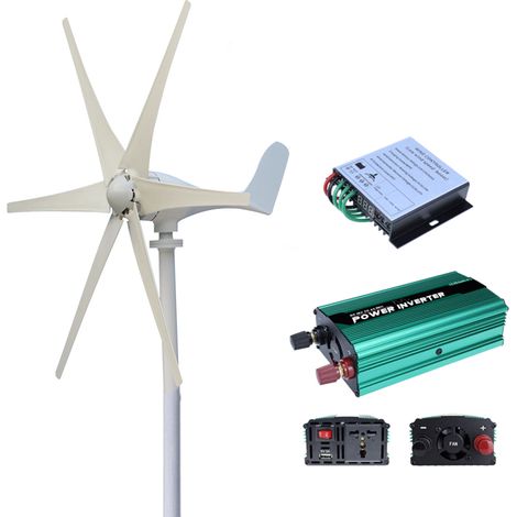 S-förmige Windturbine mit 6 Flügeln und 300-W-Wechselrichter, automatische 12-V-/24-V-Ladung, IP6-Schutz (1/5)