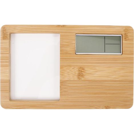 Horloge Numérique Multifonction avec Cadre Photo en Bois Beige, Écran Clair, pour Salon Cuisine, Design Portable et Moderne (1/5)