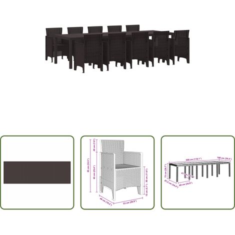 Salle à manger extérieure - Ensemble de salle à manger pour jardin 11 pcs Marron Rotin (1/5)