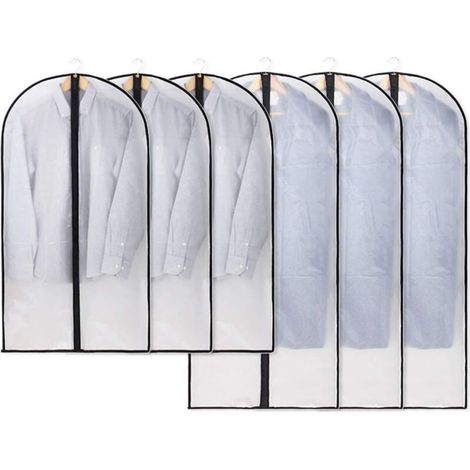 Housses à vêtements transparentes et antimites – Protègent vêtements, chemises et costumes – Lot de 6, 120 x 60 cm / 100 x 60 cm – RAPANDA (1/5)