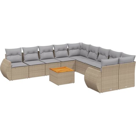 Maison Exclusive - Set de sofás de jardín 11pzas con cojines ratá (1/3)