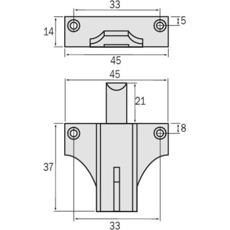 Loqueteau en aluminium avec tige allongée en nylon sans gâche type 900B pour châssis PVC - ARGENTA