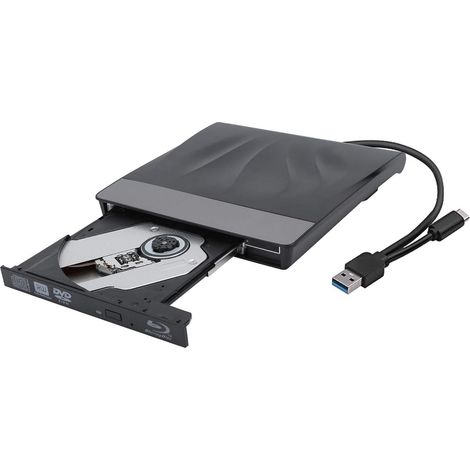Lecteur/graveur CD/DVD-RW externe USB Type-C portable, lecteur optique Win/OSX (1/5)