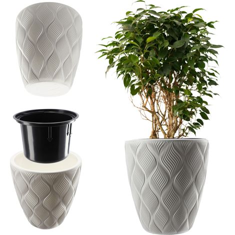 KADAX Pot de fleurs Pot de fleurs avec couvercle d'insertion Blanc 32,5 cm (1/5)