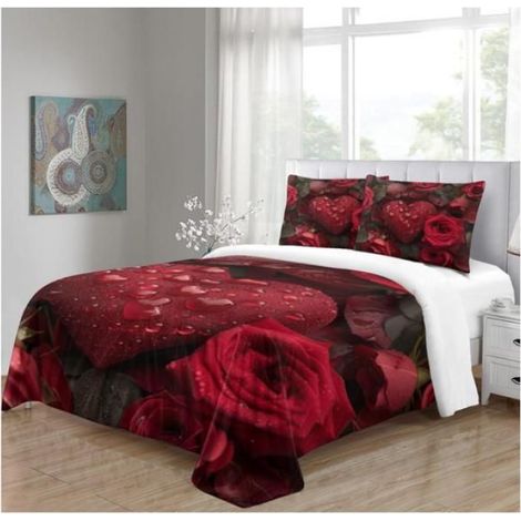 Roses d'amour (3) 3D Imprimé Modèles d'art Housses De Couettes pour Adultes Et Enfants Housse De Couette avec Taies(200x200cm) - (1/4)