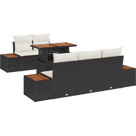 Maison Exclusive - Set da Pranzo per Giardino con cuscino 6 pcs Nero e Beige