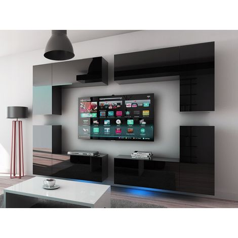 Ensemble meuble TV CONCEPT 20-20-HG-B-1 noir brillant 260 cm (1/2)
