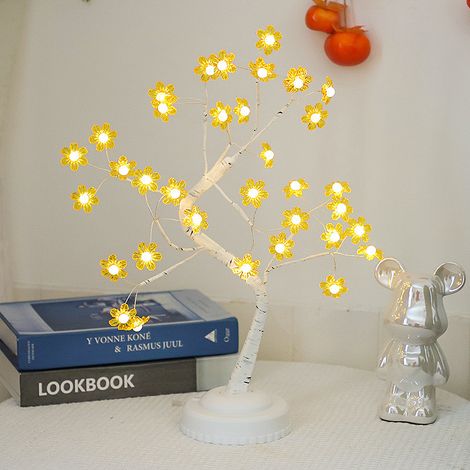 Dekorative LED-Baumlampe mit orangefarbenem Kupferdraht – Nachtlicht für Wohnzimmer und Schlafzimmer, Fernbedienung, USB- und Batteriebetrieb-lsw