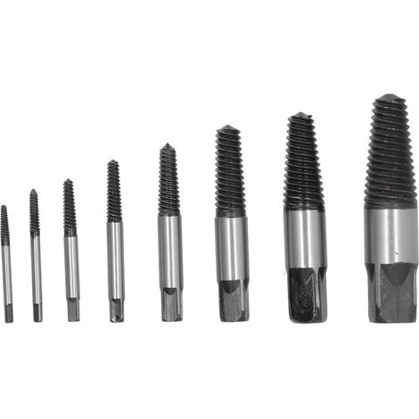 Kit d'extracteurs de vis en acier au carbone (8 pièces) avec étui de rangement pour vis cassées. (1/5)