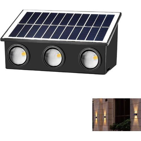 APPLIQUE LAMPADA 6 LED MURO PARETE SOLARE IP65 BIANCO CALDO GIARDINO TE-B0575