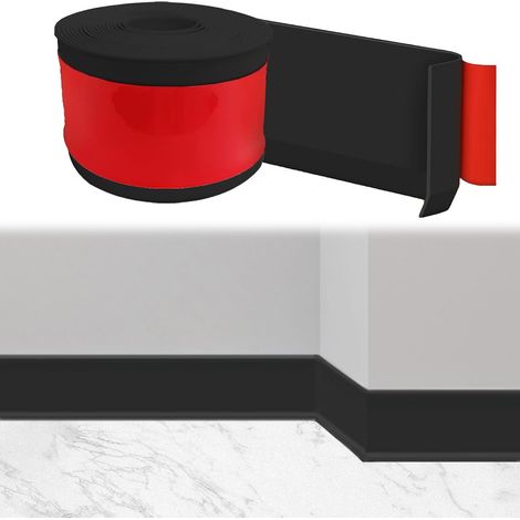 Black PVC Soft Skirting Board 10cm x 3m Self Adhesive Skirting Board for Kitchen Bathroom Living Room (1/5)