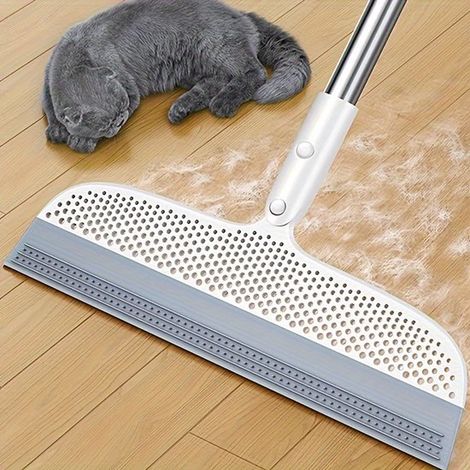 Balai en caoutchouc - Brosse et grattoir pour sols - Balai de coiffeur - Balai d'entrée - Balai d'intérieur - 105 x 30,5 cm - Gris (1/5)