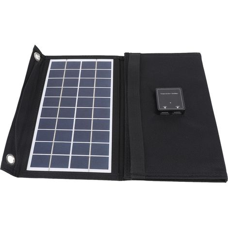 Panneau solaire pliable 21 W 5 V, double port USB, monocristallin, résistant à l'eau, portable, pour une utilisation en extérieur. (1/5)