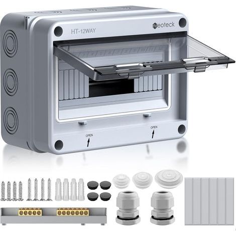 Coffret de Distribution 12 Modules Étanche IP65 - Coffret Électrique Modulaire Transparent ABS - Tableau Mural Extérieur pour Maison Garage Jardin Bricolage (1/5)