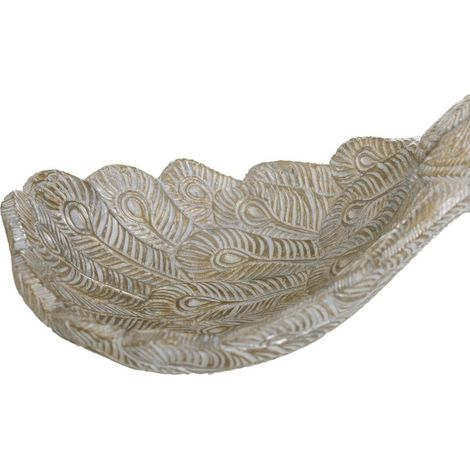 Statuette Paon de décoration blanc patiné or et argent (1/5)