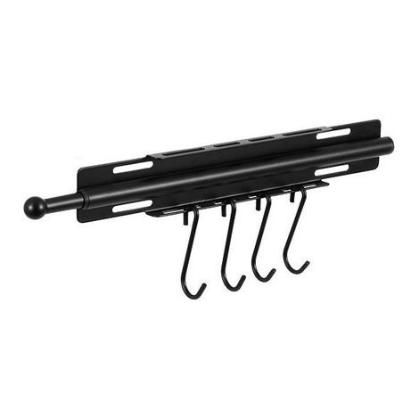 Organisateur de penderie - Cintres - Cintres noirs - Étagère de rangement pour penderie - Extensible - Fixation murale - Acier au carbone (1/5)