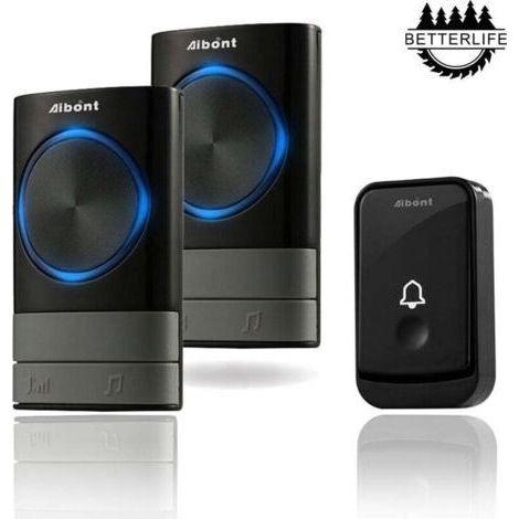 Sonnettes sans Fil, 45 Mélodies 5-Niveaux Volum et, IP55 Étanche Carillon sans Fil, Kit de Carillon avec 300 Mètres, LED Flash, 2Récepteur Enfichables (1/5)