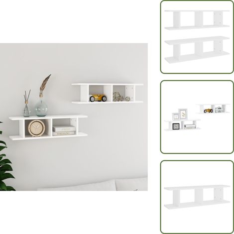 The Living Store Wandregale 2 Stk. Weiß 75x18x20 cm Holzwerkstoff - Wandregal Weiß (1/5)