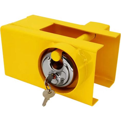 1 Verrou de sécurité antivol pour boule d'attelage, acier au carbone, revêtement UV/corrosion, cadenas inoxydable, jaune haute visibilité (1/5)