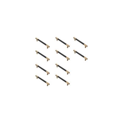 Set di 10 maniglie per mobili da cucina nere e oro da 128 mm, realizzate in lega d'oro, con viti, per scrivanie, cassetti, armadi e credenze. (1/4)