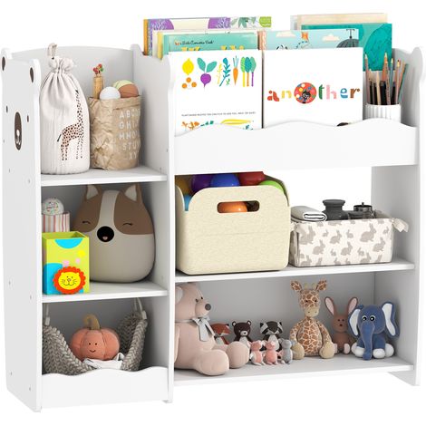 AIYAPLAY kids Toy storage unit, three tier Kids Bookshelf for Nursery, White