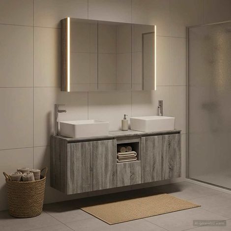 vidaXL Juego de Muebles de Baño 4 uds. Sonoma gris (1/5)