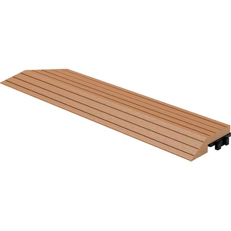 ML-Design WPC Abschlussleiste Ecke links Hellbraun für Terrassenfliesen, 38x2x7,5 cm, Holzoptik, Abdeckleiste Eckleiste geriffelt mit Drainage und Klicksystem, Bodenbelag Umrandung Randabschlussleiste