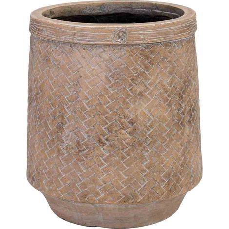 Macetero de fibra de vidrio marrón 27x27x32cm