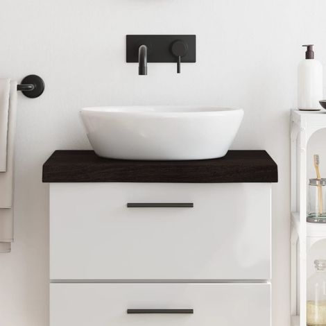 Encimera de baño madera tratada marrón oscuro 60x60x(2-6) cm vidaXL
