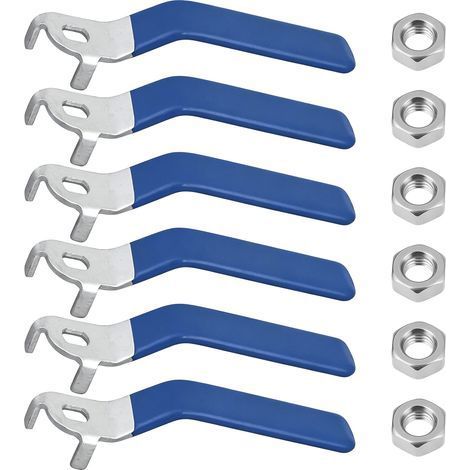Lot de 12 poignées de levier poignée quart de tour avec trou 8 x 6 mm écrous M8 robinet extérieur bavoir de tuyau de réparation (1/5)