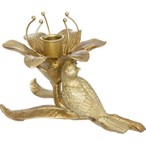 Bougeoir Photophore Oiseau et Fleur dorés - Feeric Christmas