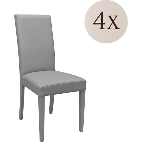 Set di Sedie Ferraris, 4 Sedie, Imbottito, Effetto Laccato, Grigio