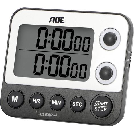 Timer elettronico da cucina ADE, 2 misurazioni, fino a 99 ore, 9×2×8 cm, grigio