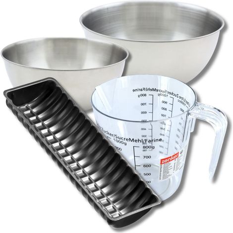 Set pâtisserie avec moule à bûches de Noël 32 cm, 2 bols à mixer, verre mesureur et spatule Zenker (1/5)