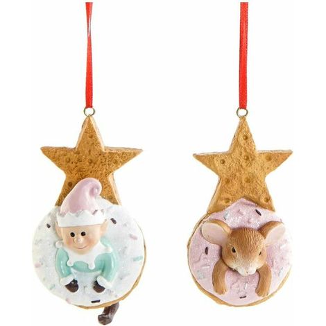 Dekoration zum Aufhängen DKD Home Decor Weihnachten Harz (2 pcs) (5.5 x 5 x 9 cm)