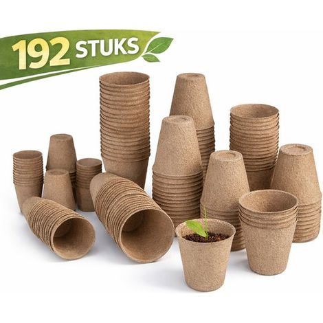 - Pots de tourbe/pots à semis/pots de jardin - Ronds 6 cm - Biodégradables - 192 pièces (1/5)