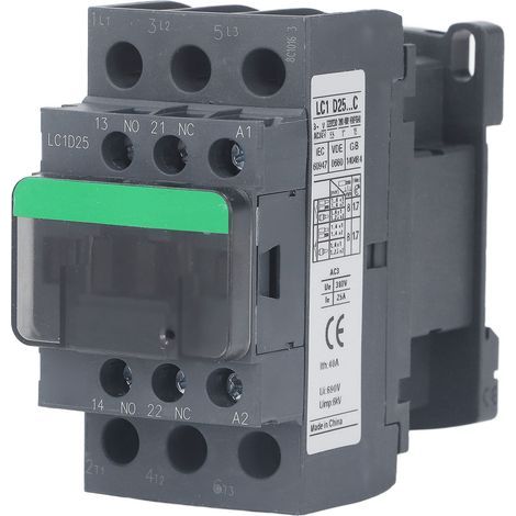 Contacteur AC 1NO 1NC 25A 380V, bobine haute tension, Contact argenté, contrôleur de moteur LC1D25 (1/5)