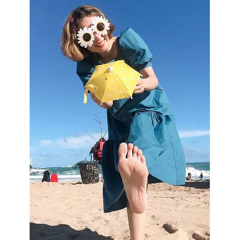 Gelber, bärenförmiger Regenschirm-Handyhalter, Sonnenschutz für Fotos für Schüler, kleiner personalisierter Regenschirm (1/5)