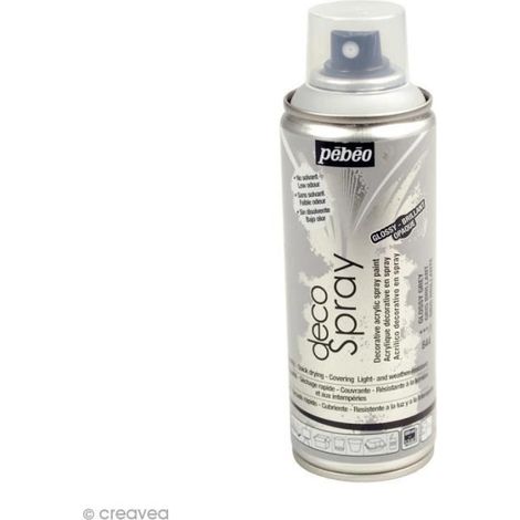 Peinture en bombe - Pébéo - DecoSpray - Gris brillant - 200 ml - Facile à utiliser