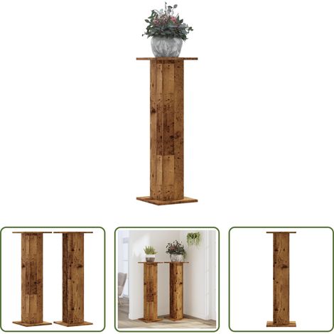 Holzwerkstoff - Pflanzenständer 2 Stk. Altholz-Optik 30x30x95 cm Holzwerkstoff (1/5)