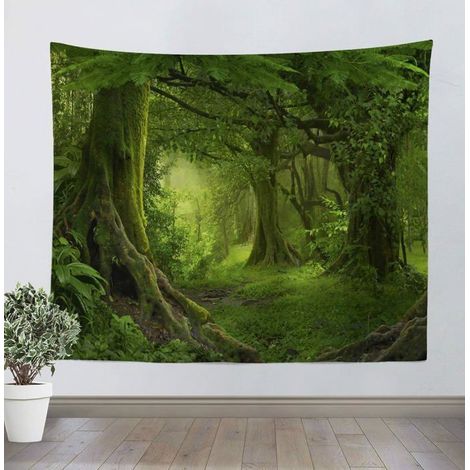 Tapisserie Tenture Murale Psychédélique Arbre Forêt tapis Tissu drap mural Décoration Bohème (150cm130cm) (1/5)
