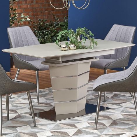 Table rectangulaire extensible champagne mat et acier Riviera (1/5)