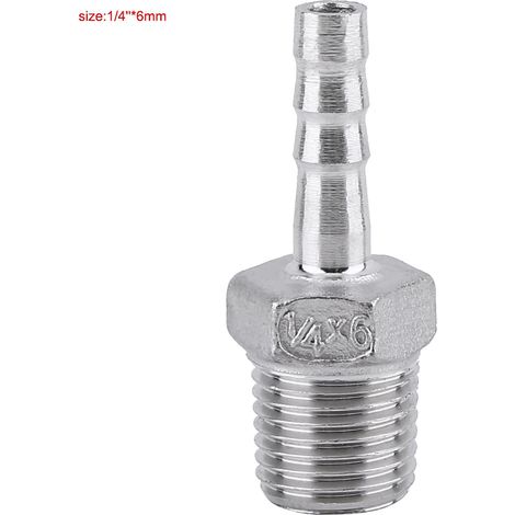 Raccord de tuyau d'arrosage mâle fileté en acier avec embout cannelé (1/4" x 6 mm) (1/5)