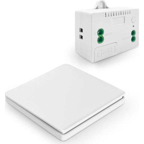Interrupteur mural sans fil RF433 - télécommande auto-alimentée - portée 50 m - compatible Alexa et Google Home - installation sans câblage (1/5)
