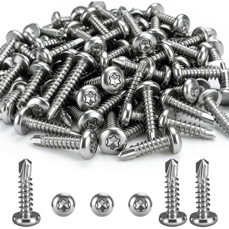 120pcs Vis Autoforeuse Metal Inox Tête Fraisée Torx Autoperforante M4 (1/5)