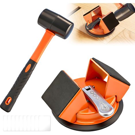 Kit d'outils pour compenser les défauts du sol avec marteau à percussion, 10 coussinets imperméables et gants, poignée pour ventouse de sol, outils (sac d'aspiration simple + maillet en caoutchouc) (1/5)