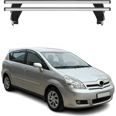 OMAC Barres de toit transversales en aluminium pour Toyota Corolla Verso 2004-2007 – Antivol – Rainure en T – Testées City Crash – Charge Max 50 kg Argent (1/4)