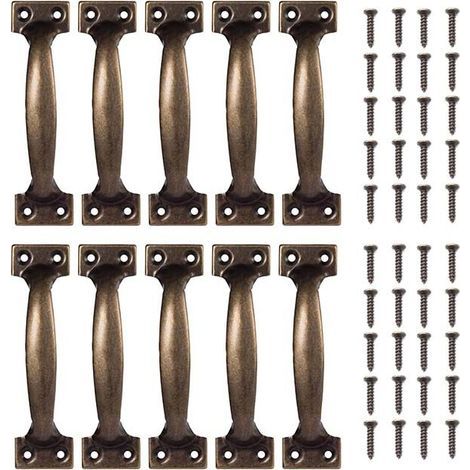 10-teiliges Set Vintage-Küchenschrankgriffe, Retro-Türknöpfe aus Bronze für Küchenschränke (Bronze, 98 x 23 mm) (1/5)